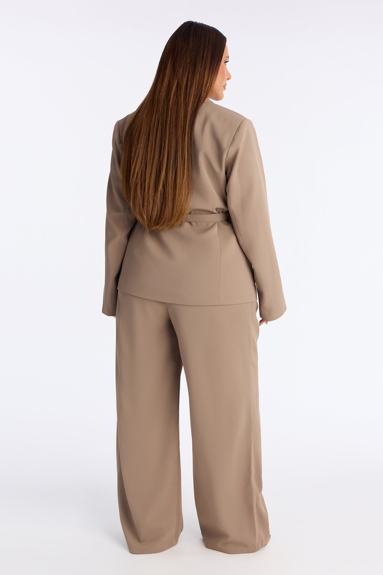 No Promises Belted Blazer Pant Set - Stone