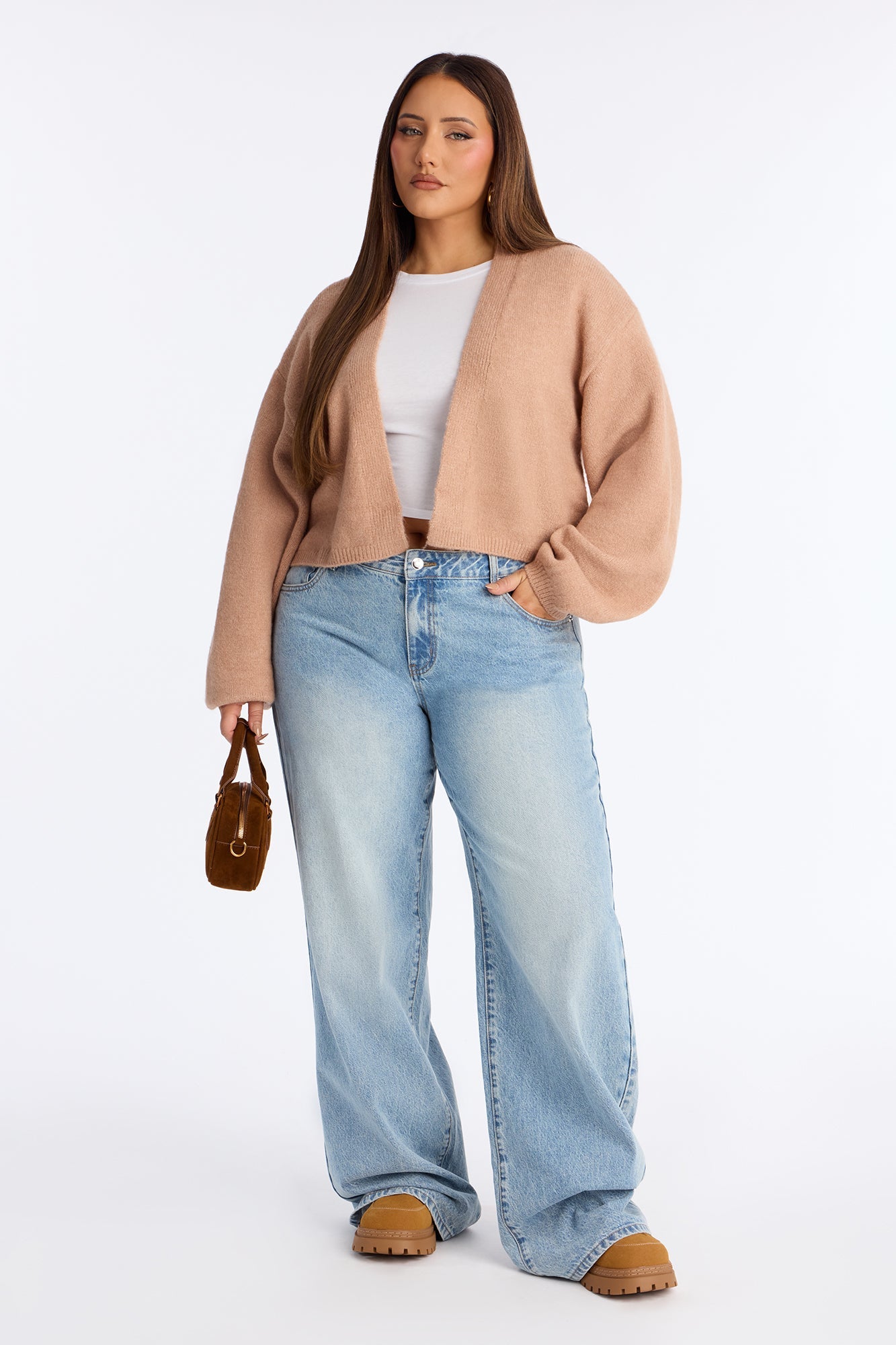 Made For Me Open Front Cardigan - Taupe