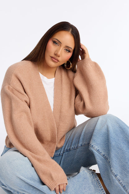 Made For Me Open Front Cardigan - Taupe