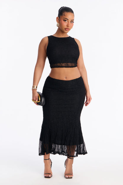 Belinda Lace Maxi Skirt Set - Black