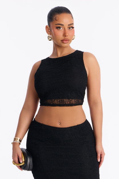 Belinda Lace Maxi Skirt Set - Black