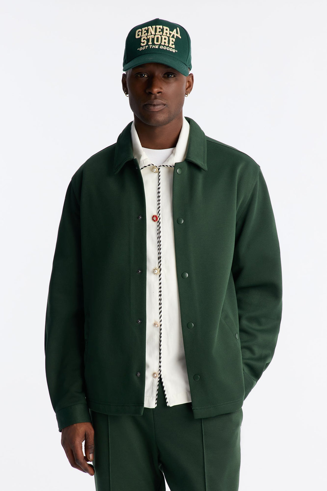 Structured Fleece Coaches Jacket - Green