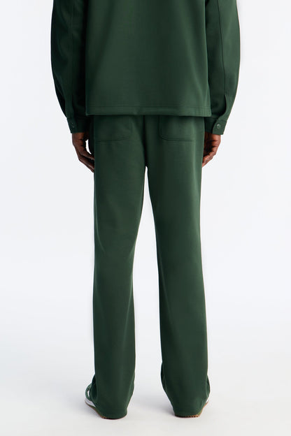 Structured Fleece Pintuck Slim Flare Sweatpants - Green