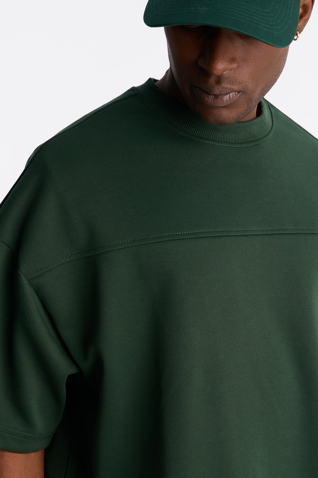 Structured Fleece Paneled Tee - Green