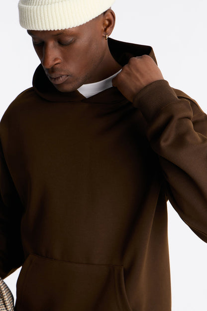 Structured Fleece Hoodie - Chocolate