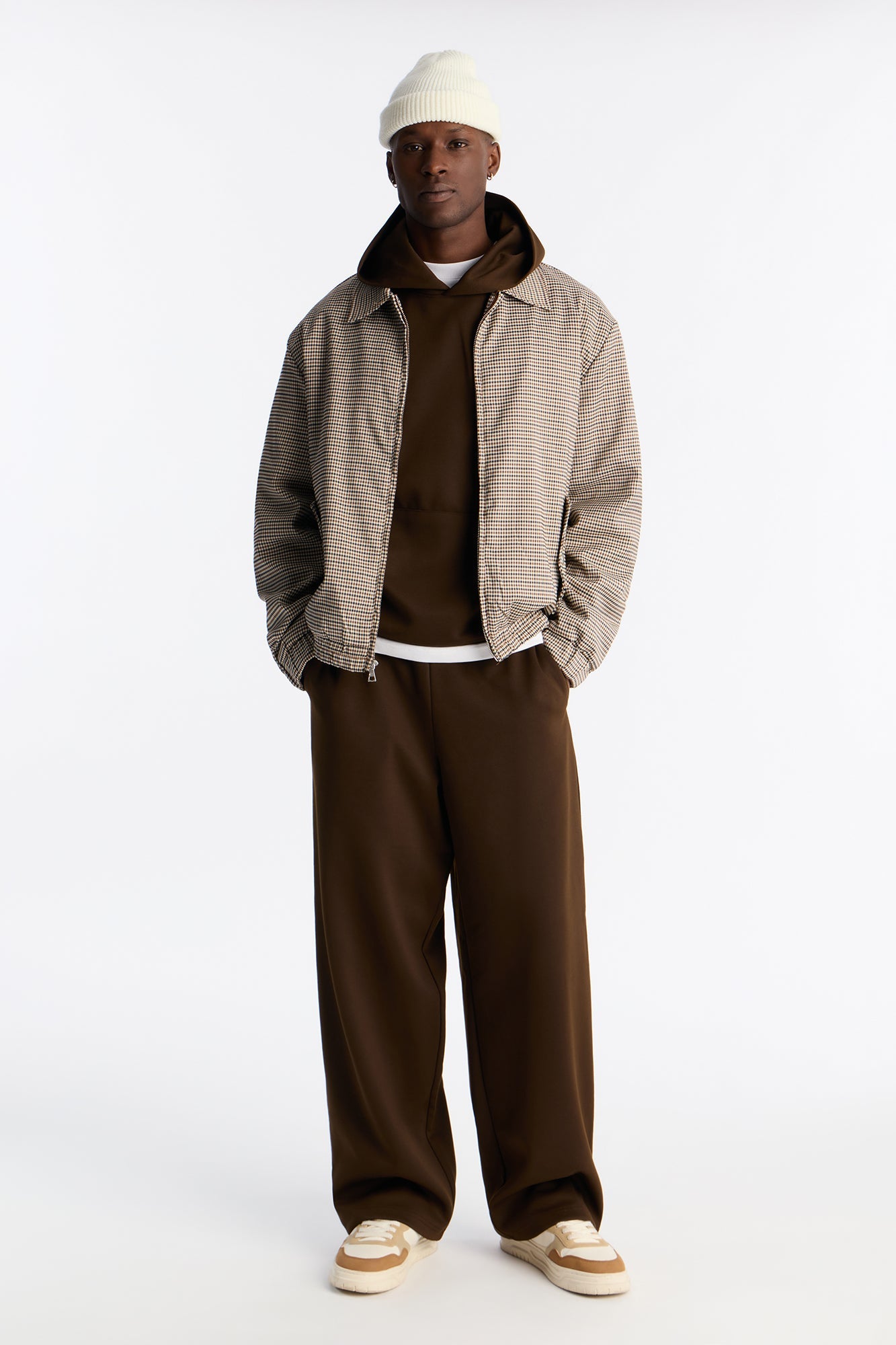 Structured Fleece Wide Leg Sweatpants - Chocolate