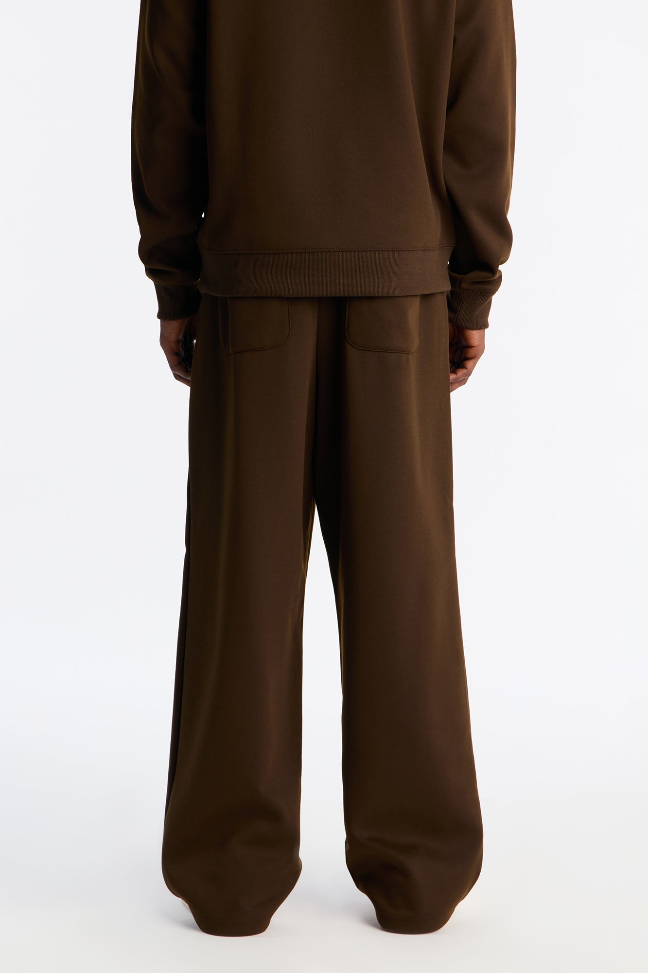 Structured Fleece Wide Leg Sweatpants - Chocolate
