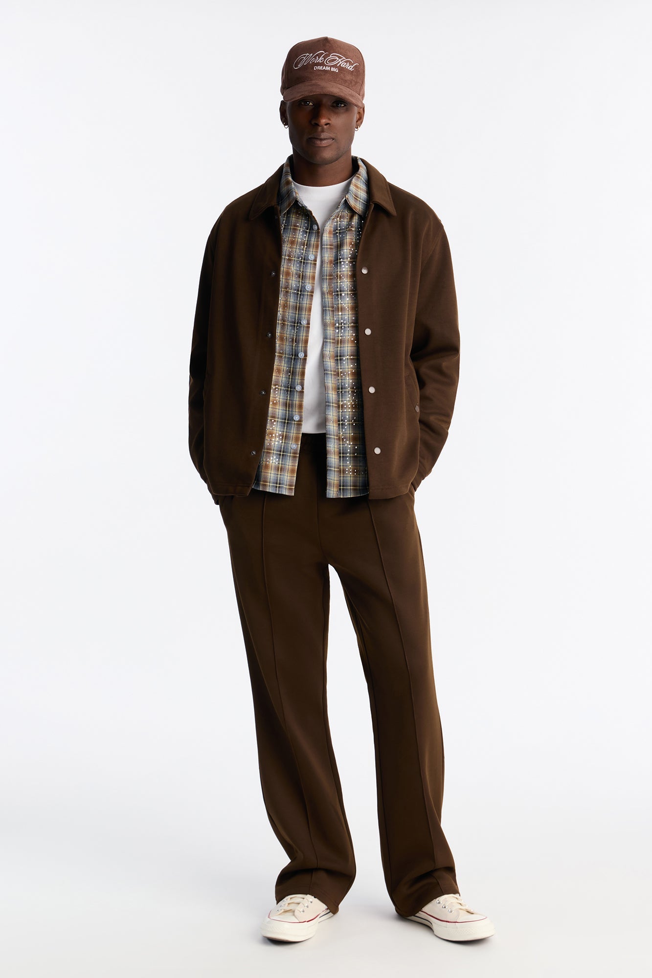 Structured Fleece Coaches Jacket - Chocolate