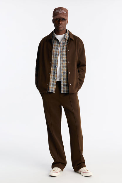 Structured Fleece Coaches Jacket - Chocolate