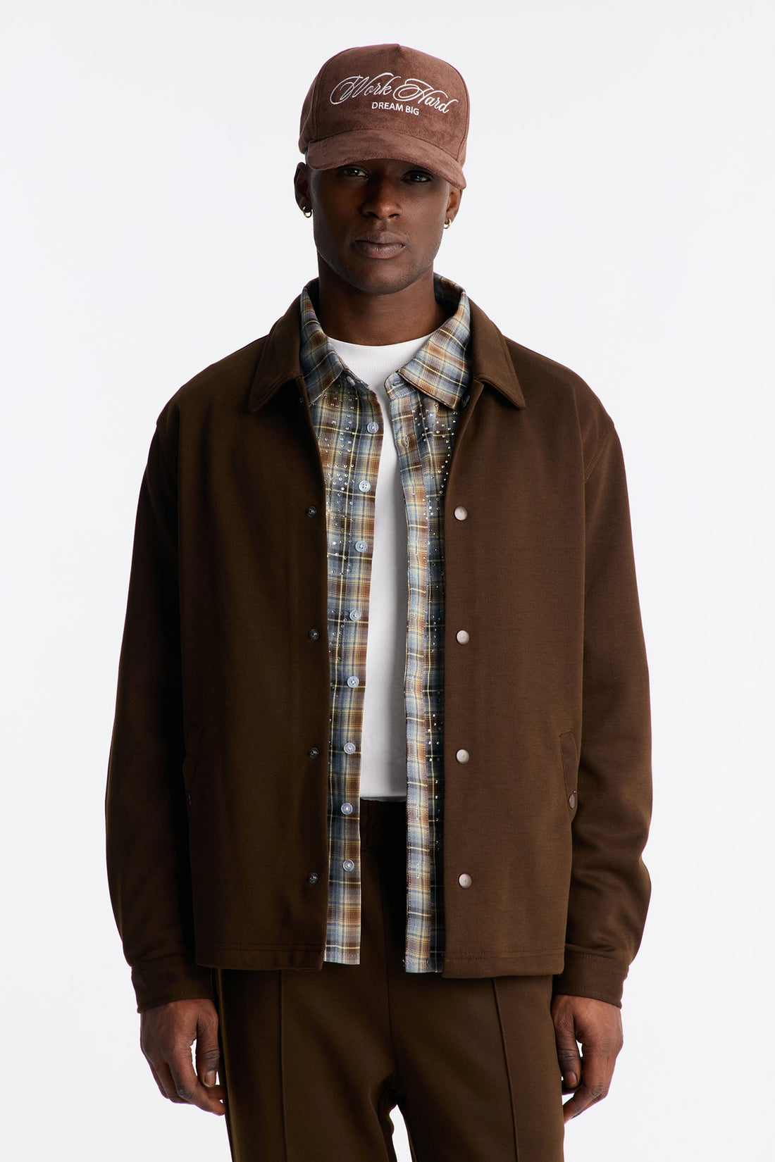 Structured Fleece Coaches Jacket - Chocolate
