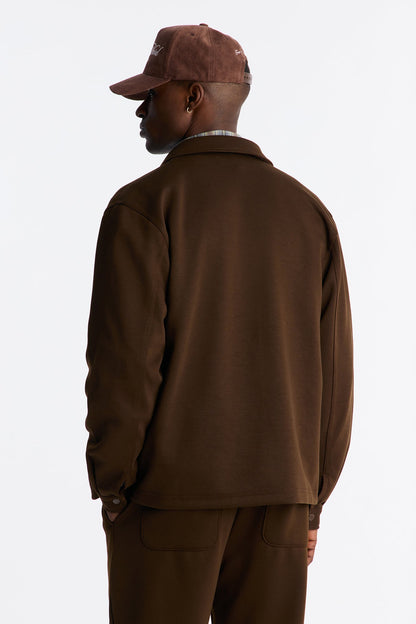 Structured Fleece Coaches Jacket - Chocolate