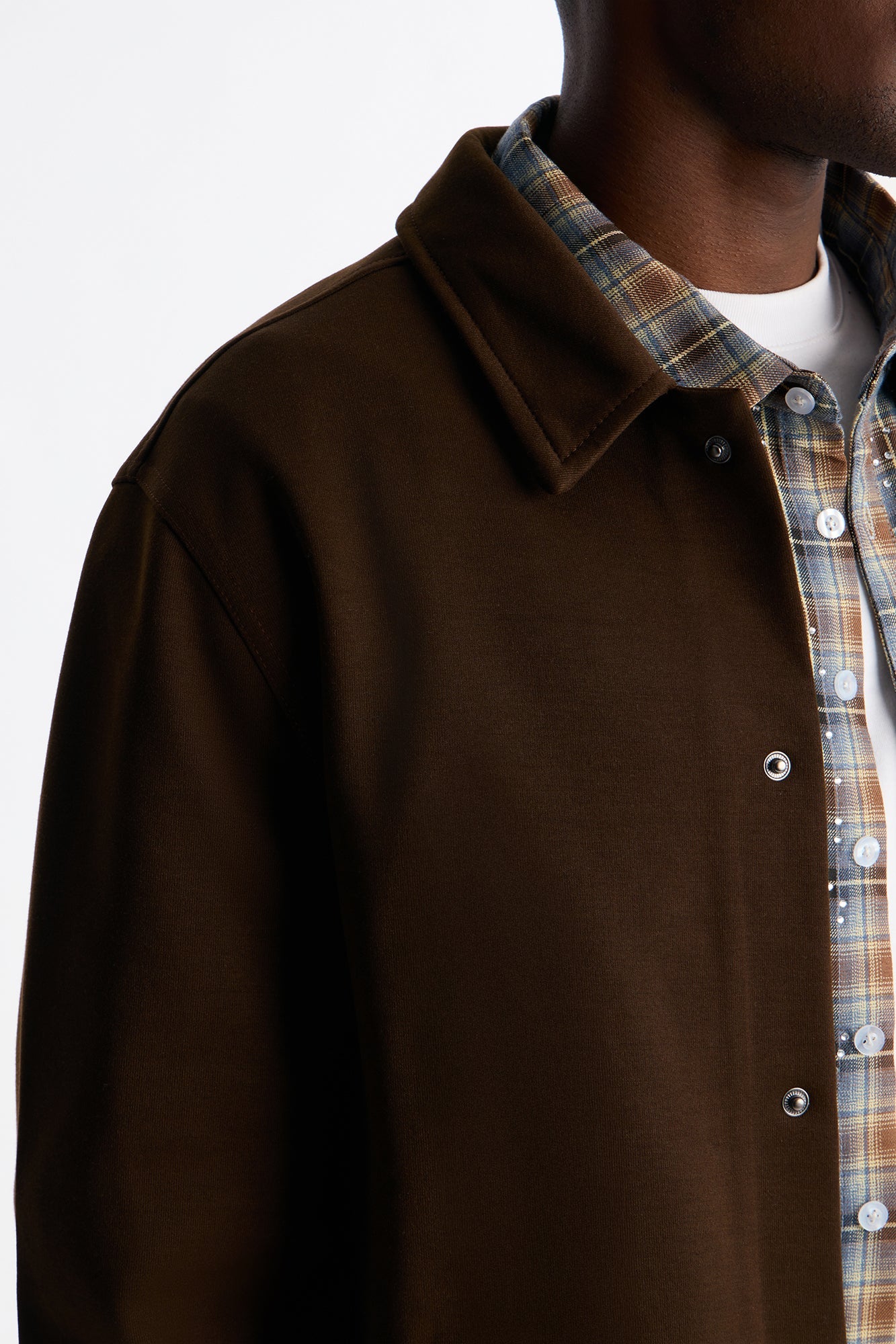 Structured Fleece Coaches Jacket - Chocolate