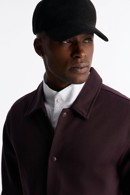 Structured Fleece Coaches Jacket - Plum
