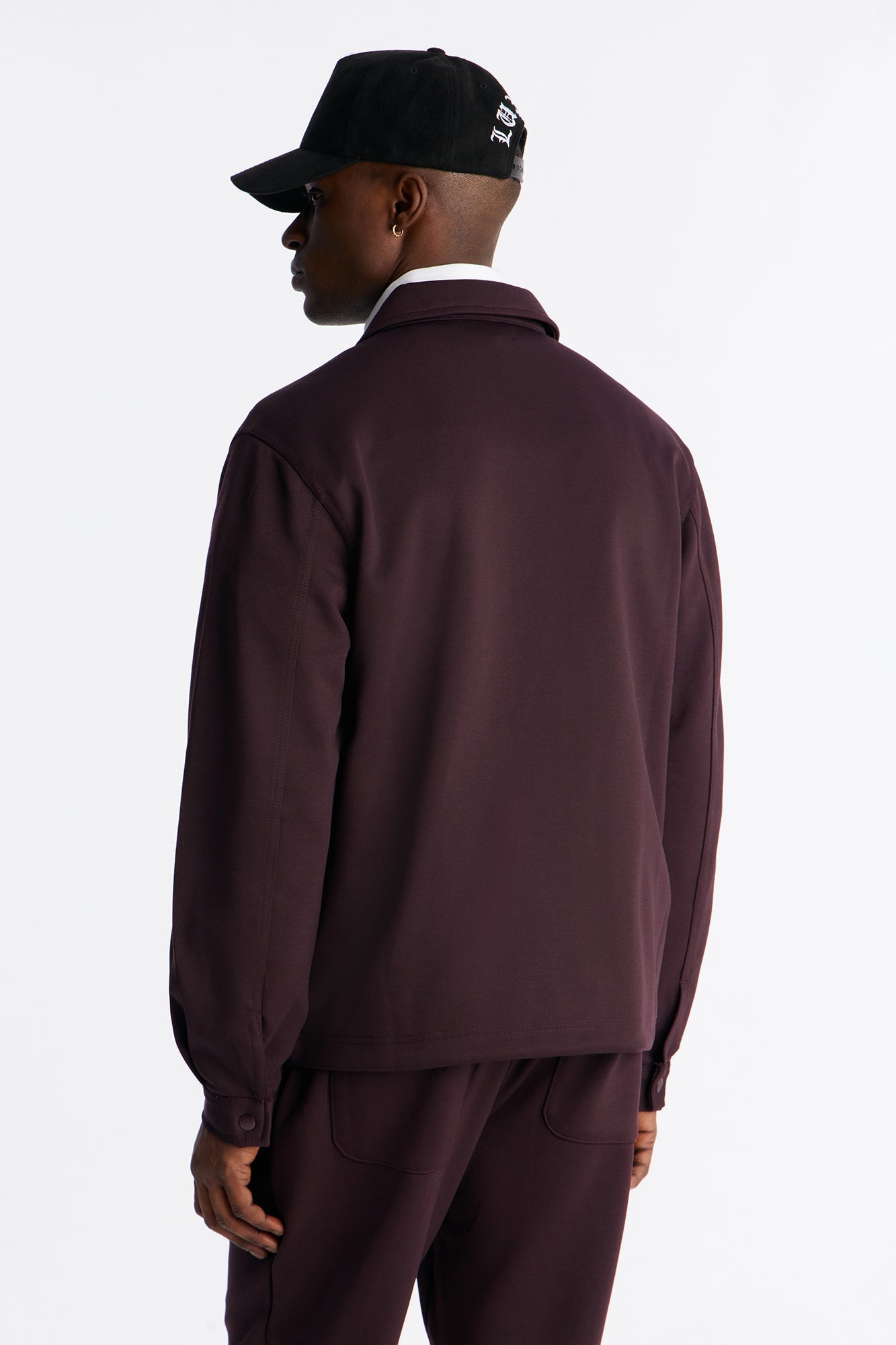 Structured Fleece Coaches Jacket - Plum