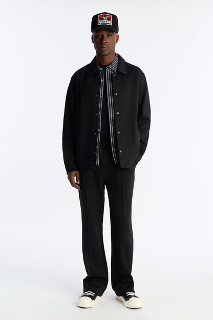 Structured Fleece Coaches Jacket - Black