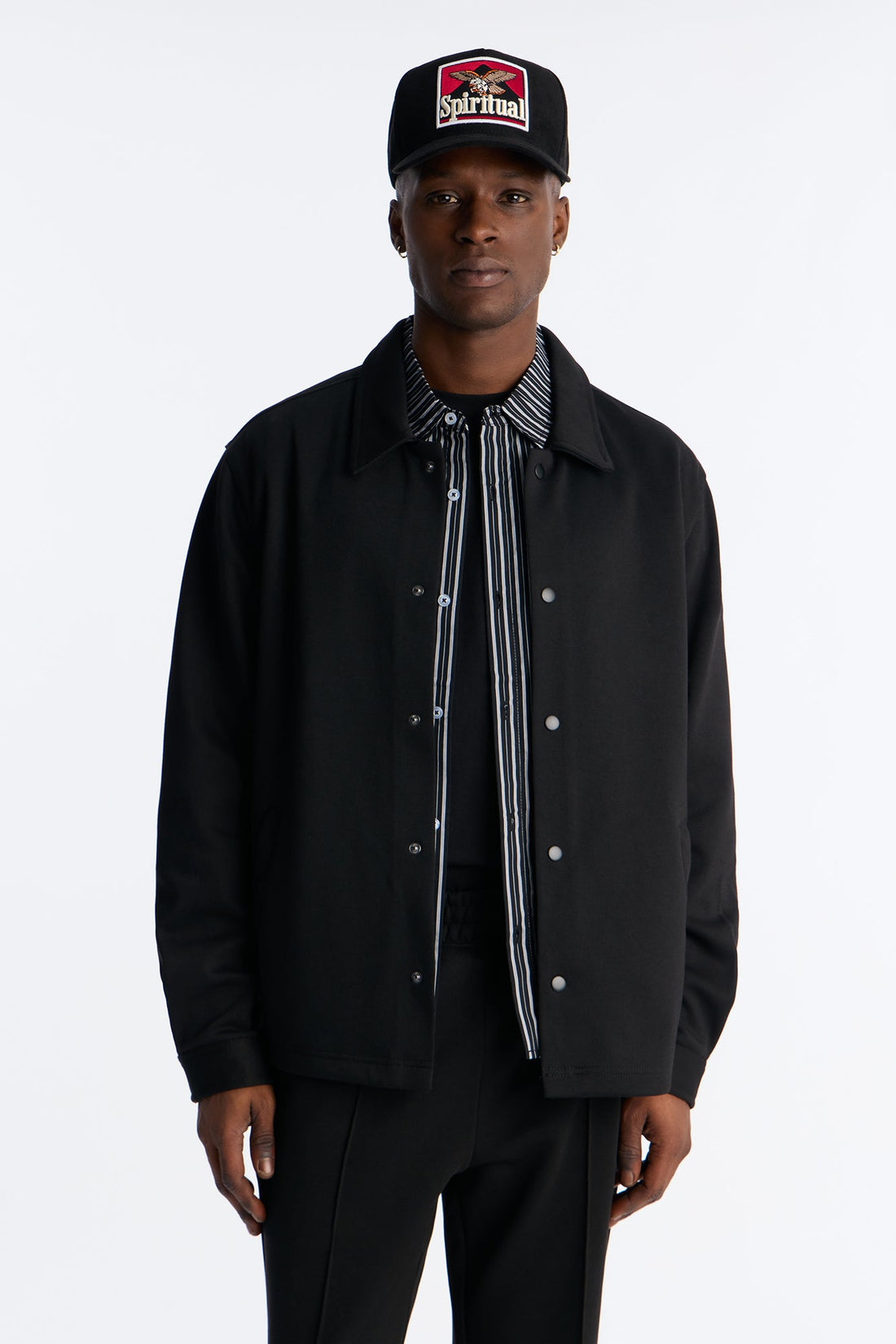 Structured Fleece Coaches Jacket - Black