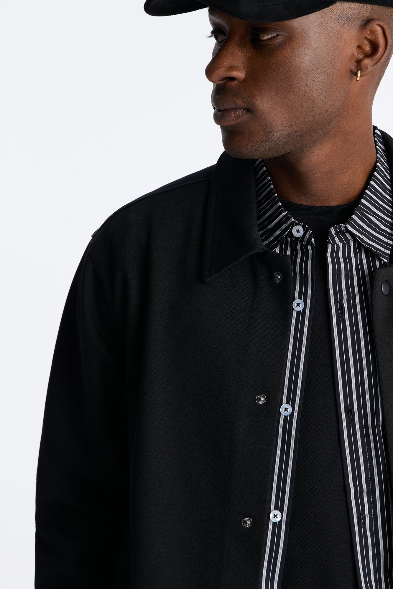 Structured Fleece Coaches Jacket - Black