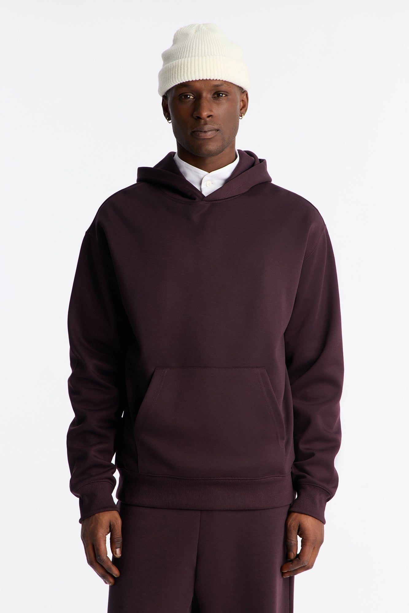 Structured Fleece Hoodie - Plum