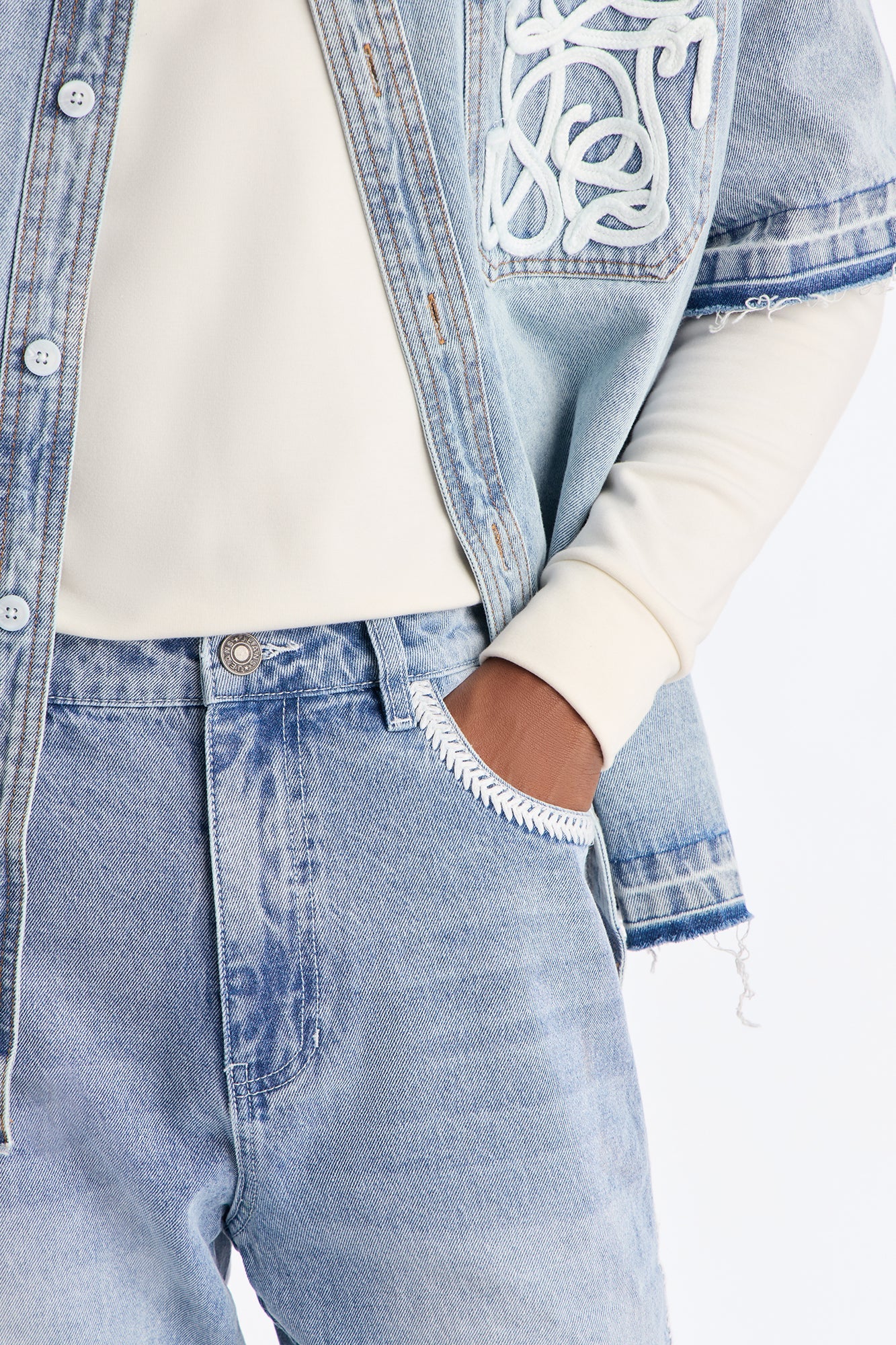 Slim Crochet Jean - Light Blue Wash