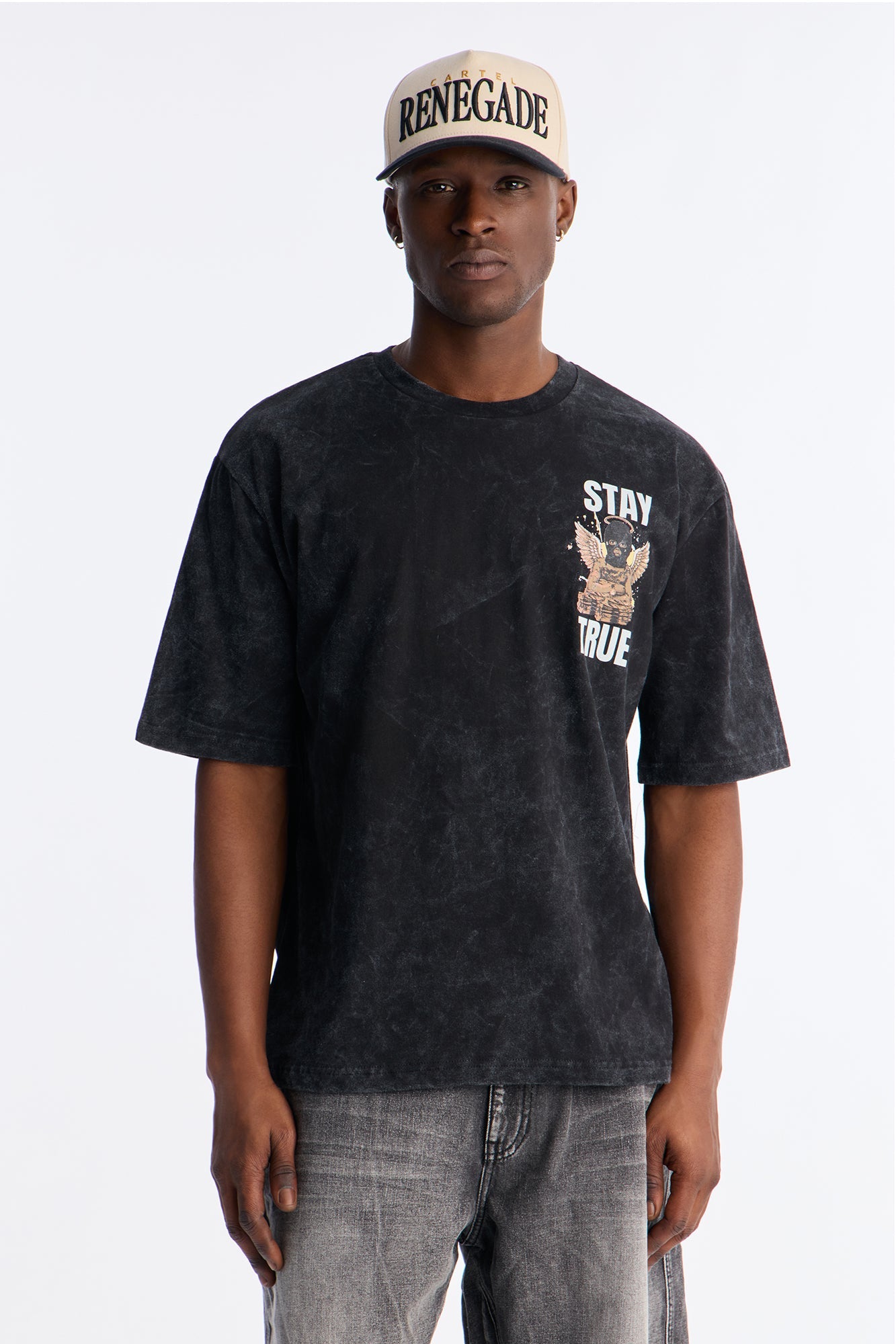 Stay True Count Your Blessings Oversized Short Sleeve Tee - Black Wash