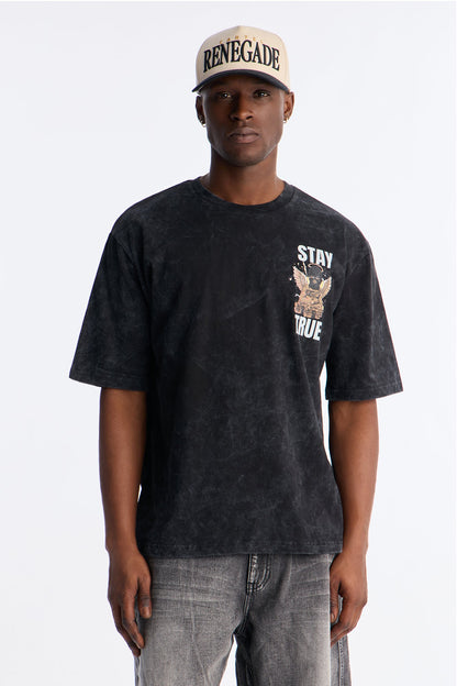Stay True Count Your Blessings Oversized Short Sleeve Tee - Black Wash