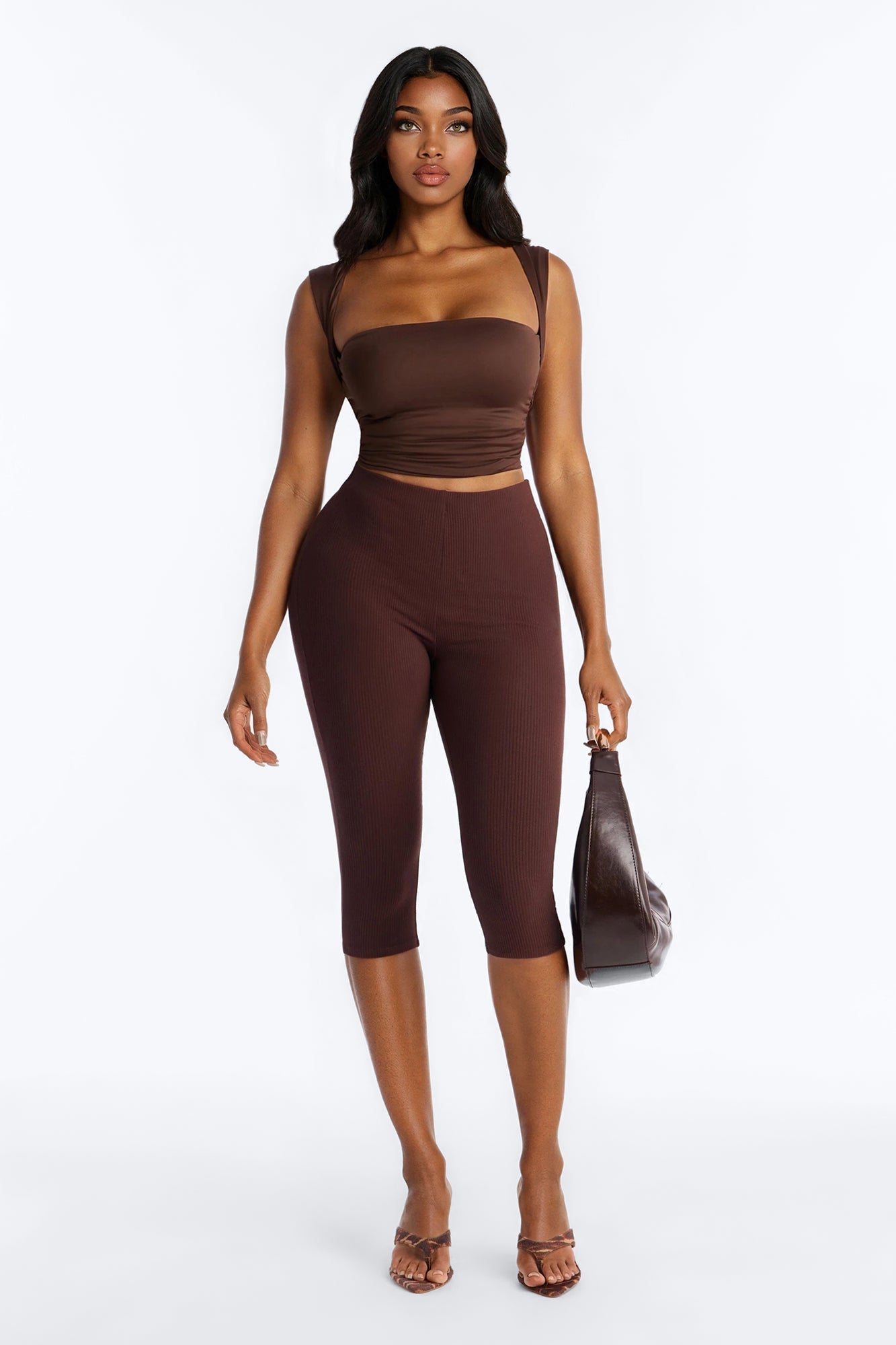 Lena Snatched Capri Pant - Chocolate