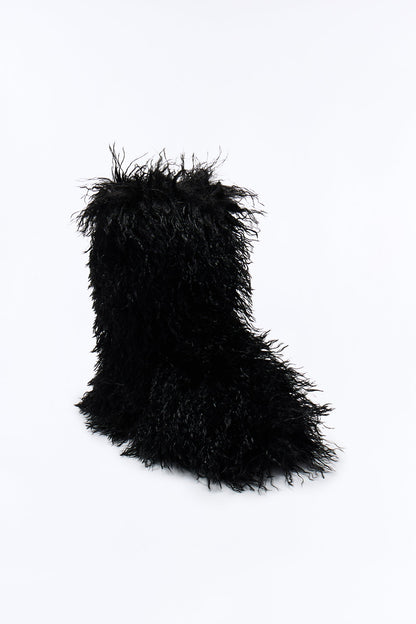 Freeze Faux Fur Booties - Black