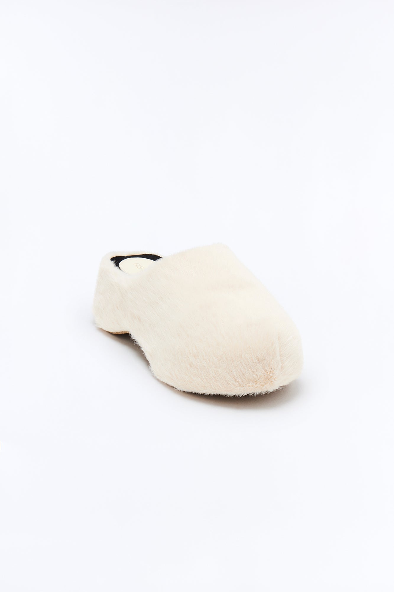 Grey Faux Fur Flats - Ivory