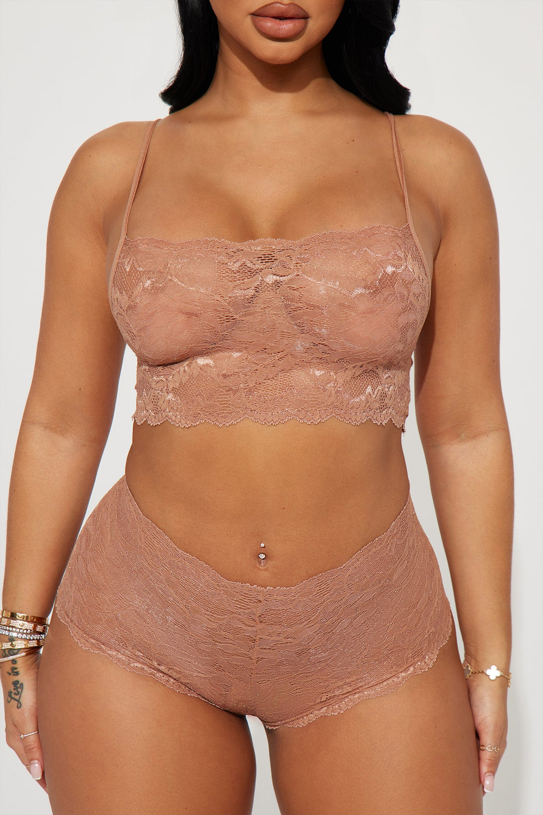 Sultry Moments Lace 2 Piece Set - Mocha