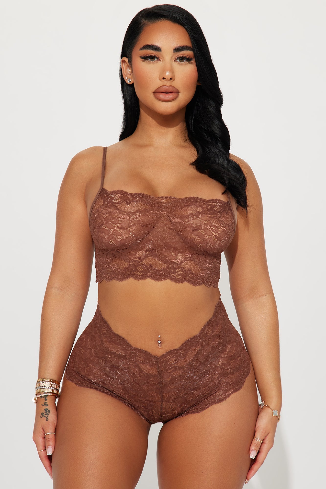 Sultry Moments Lace 2 Piece Set - Chocolate