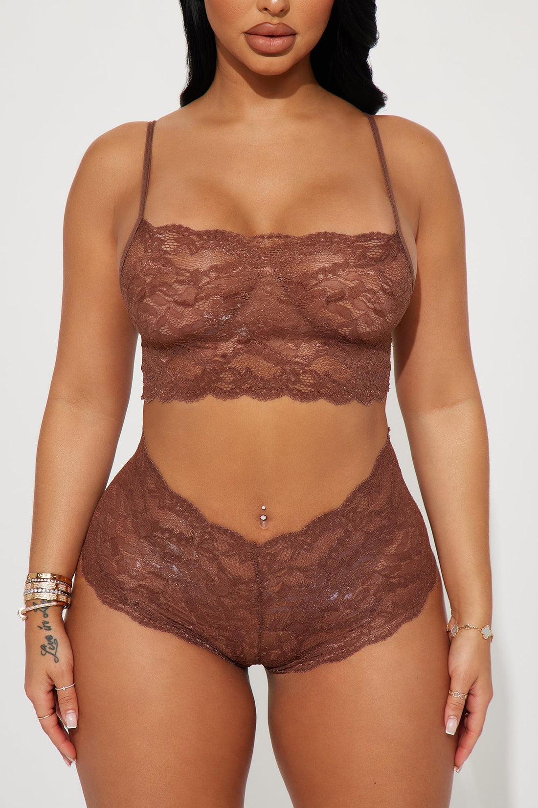 Sultry Moments Lace 2 Piece Set - Chocolate
