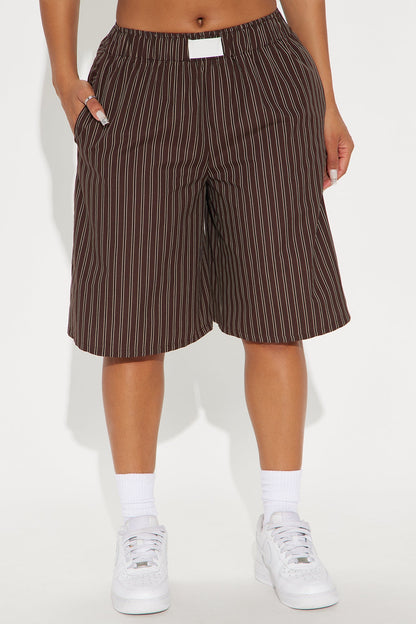 Aurora Striped Boxer Short - Chocolate