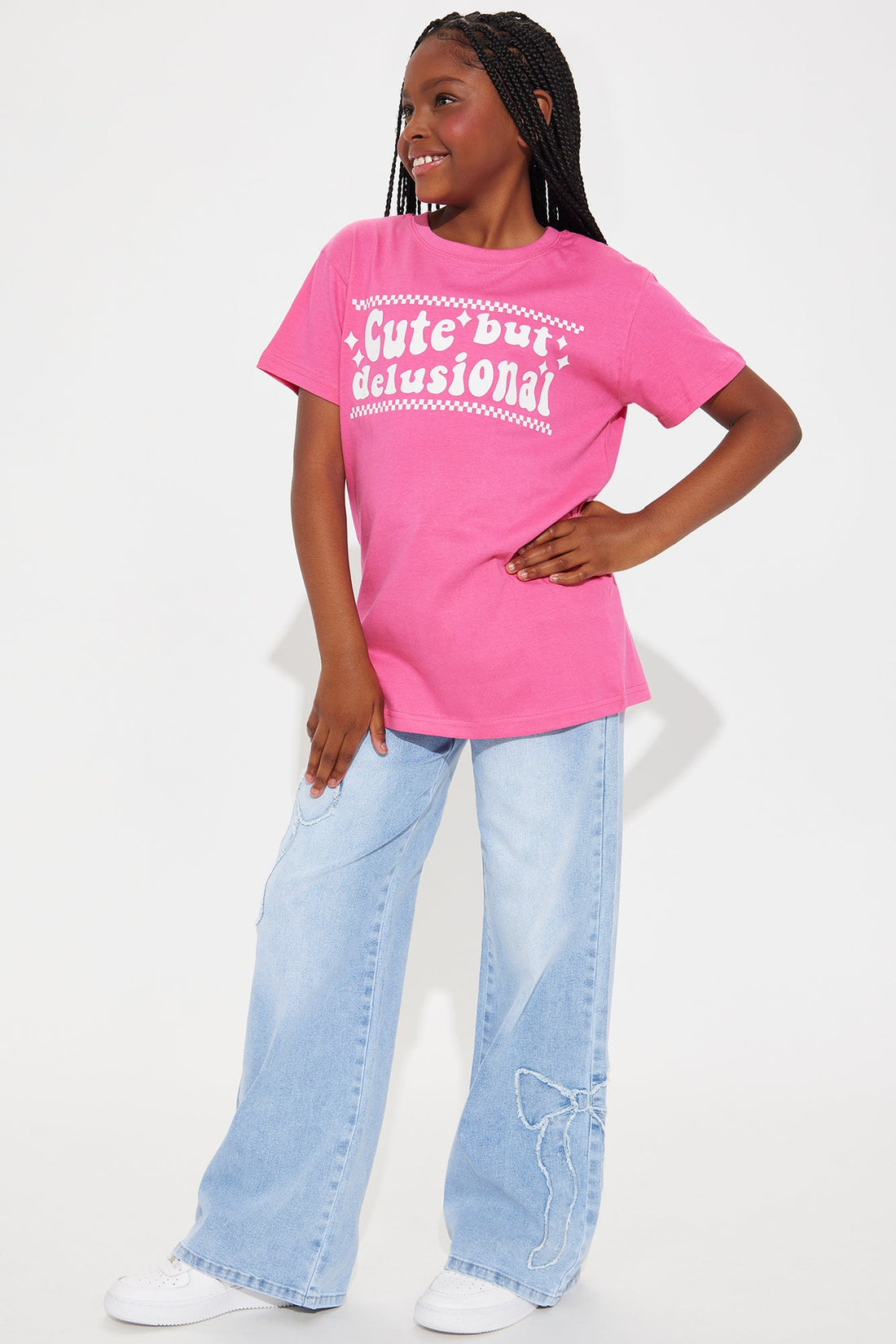 Mini Avery Bow Applique Jeans - Light Wash
