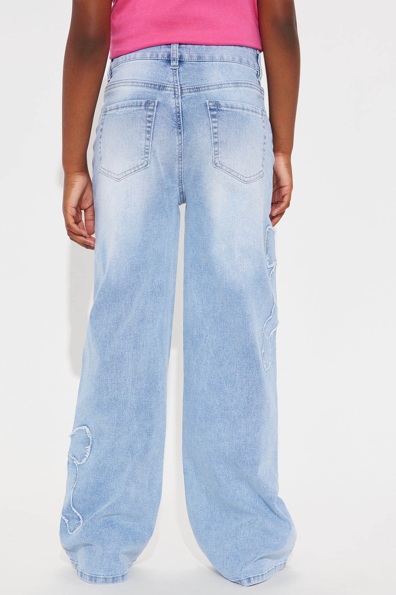Mini Avery Bow Applique Jeans - Light Wash