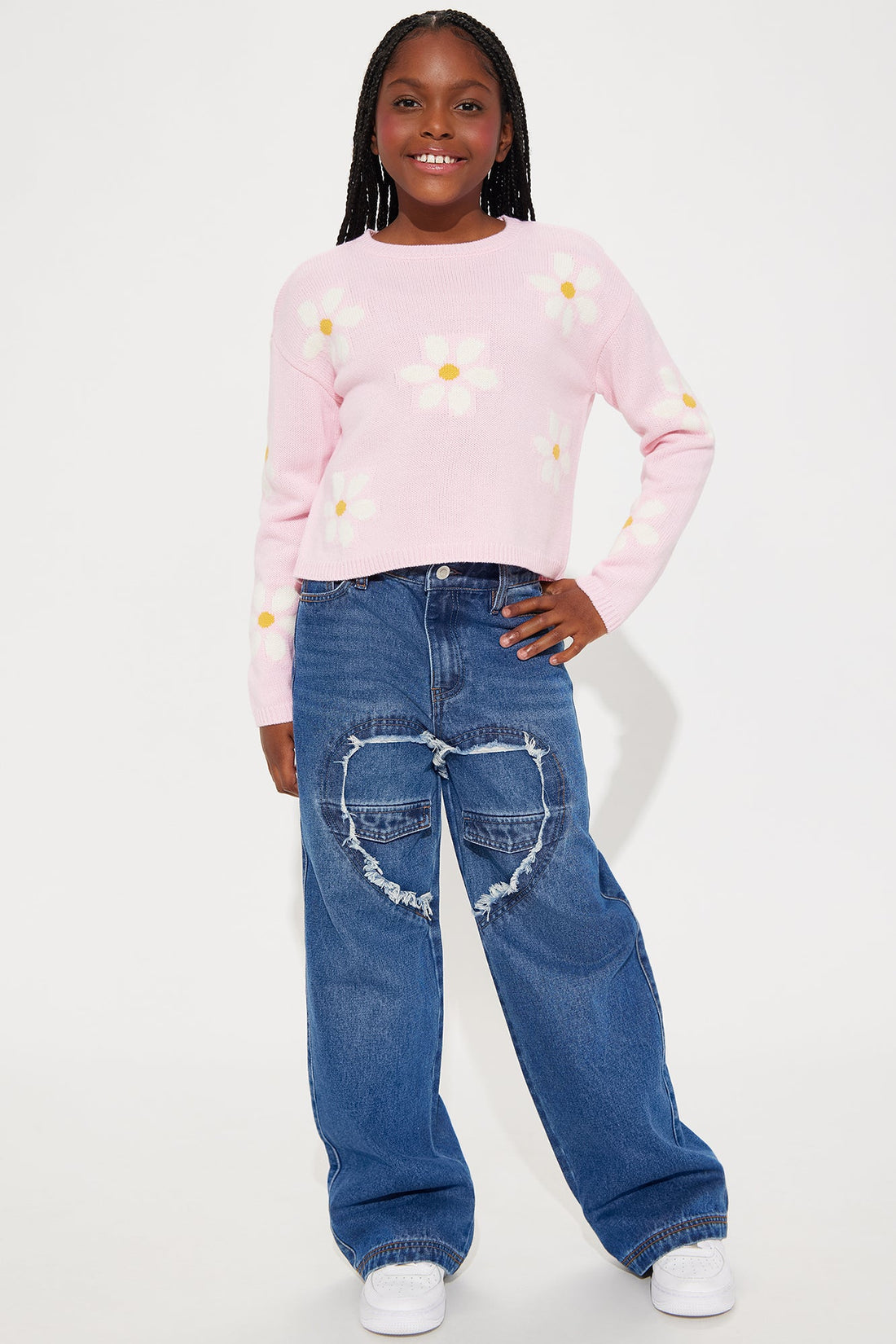 Mini Nothing But Love Heart Detail Baggy Jeans - Medium Wash