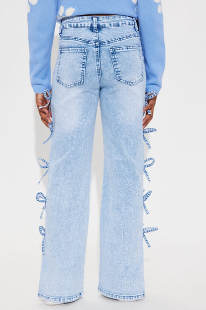 Mini Fiona Bow Jeans - Light Blue Wash