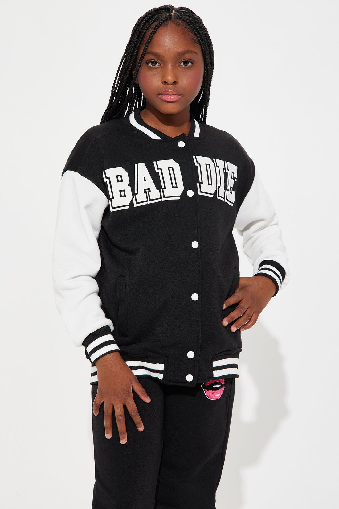 Mini Baddie University Jogger Set - Black