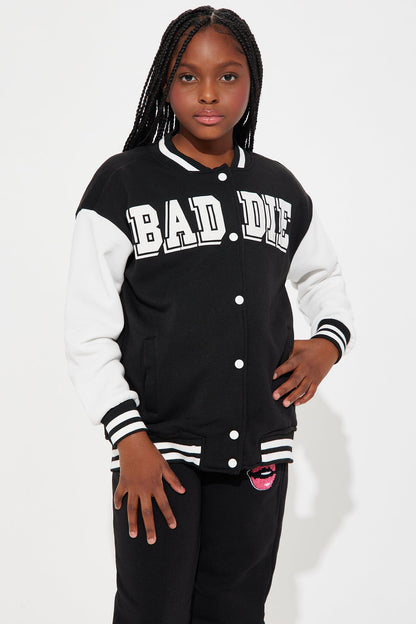 Mini Baddie University Jogger Set - Black