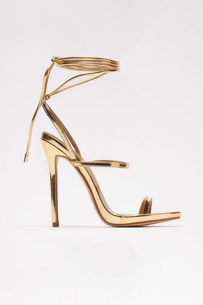 Trisha Metallic Wrap Up Heeled Sandals - Gold