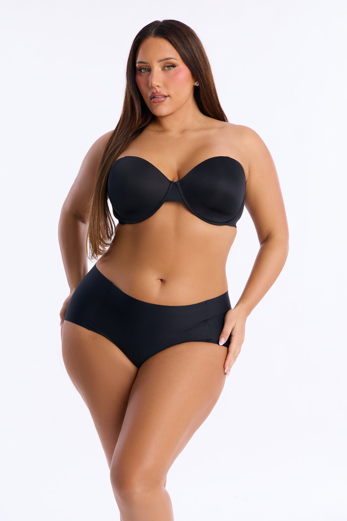 Smoothing No Show Mid Waist Brief - Black