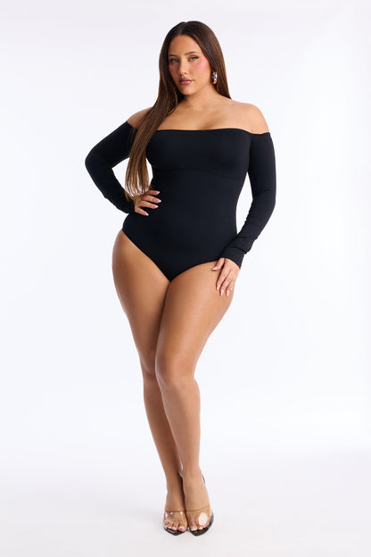 Off The Shoulder Shapewear Bodysuit - Black