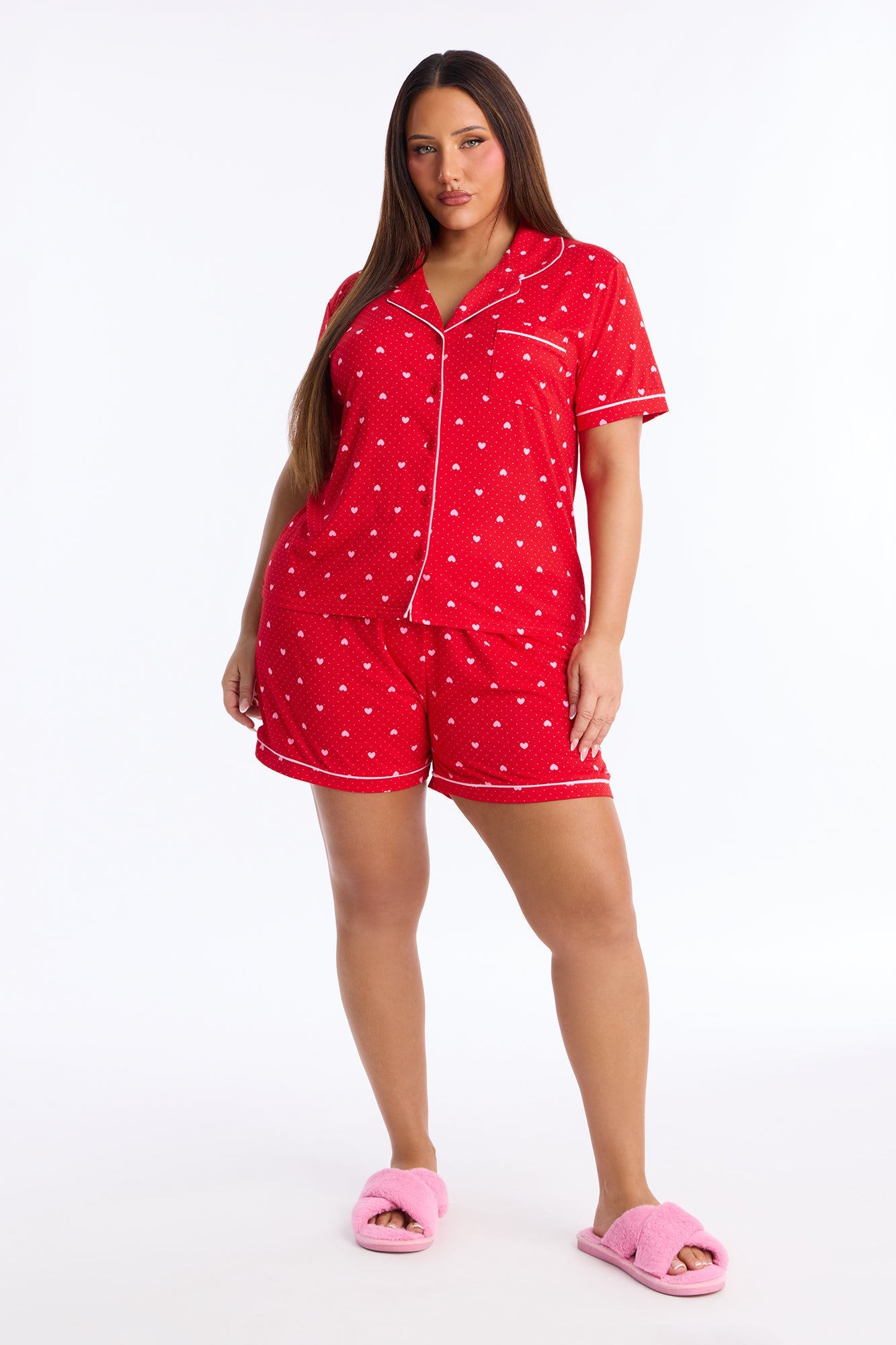 My Heart Is Yours Short Sleeve PJ Short Set - Red