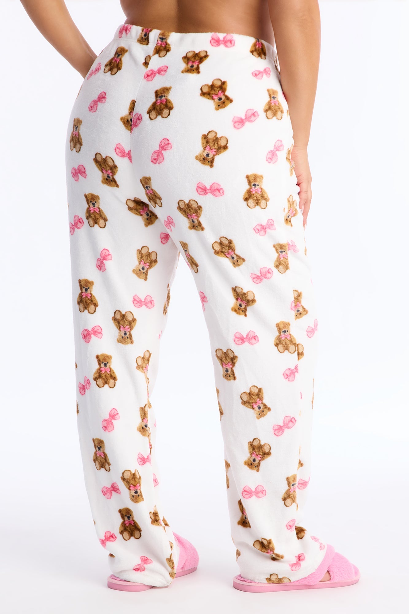Bears And Bows Plush PJ Pants - White/combo