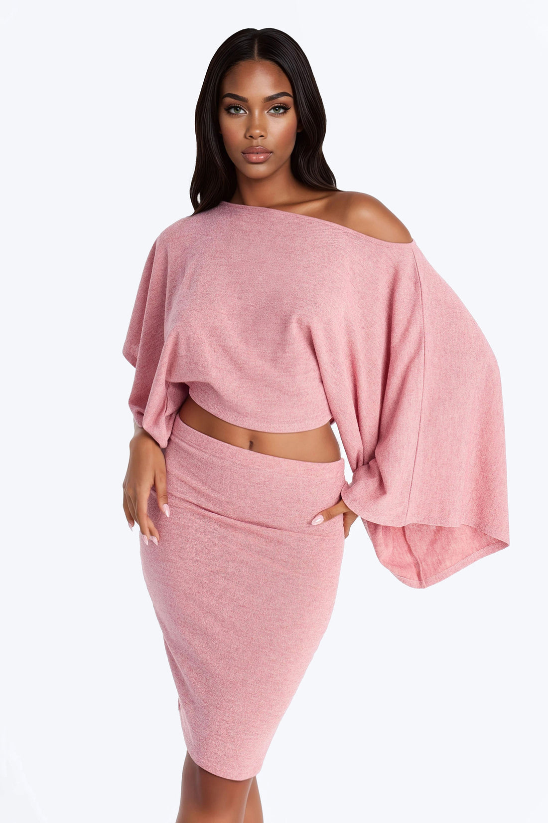 Isabella Strapless Sweater Mini Dress Set - Pink