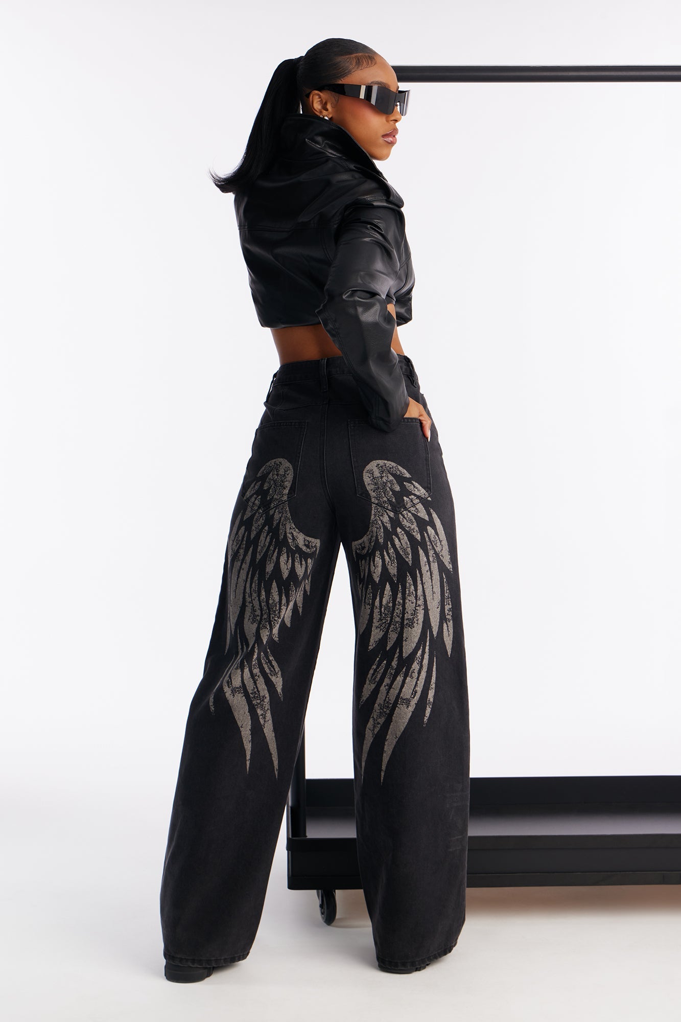 Always An Angel Printed Jeans - Black Wash
