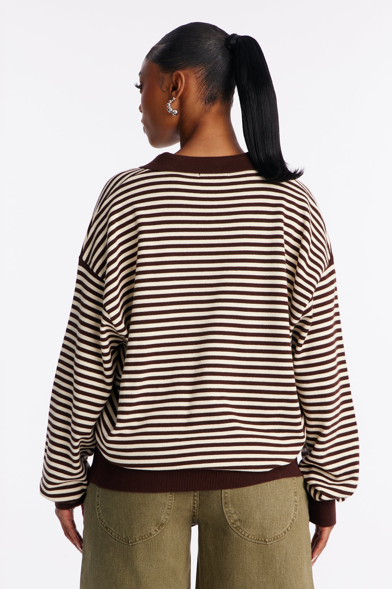 Martini Striped Polo Sweater - Brown/combo