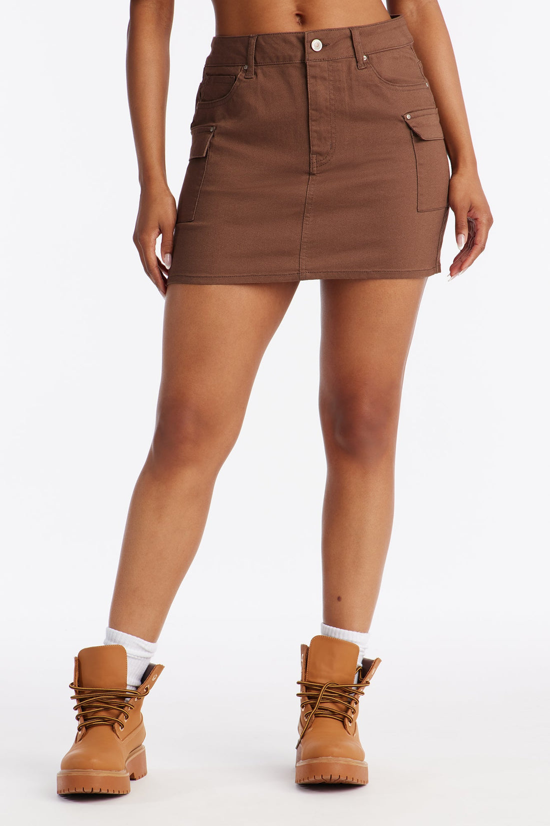 Tilly Twill Cargo Mini Skirt - Chestnut