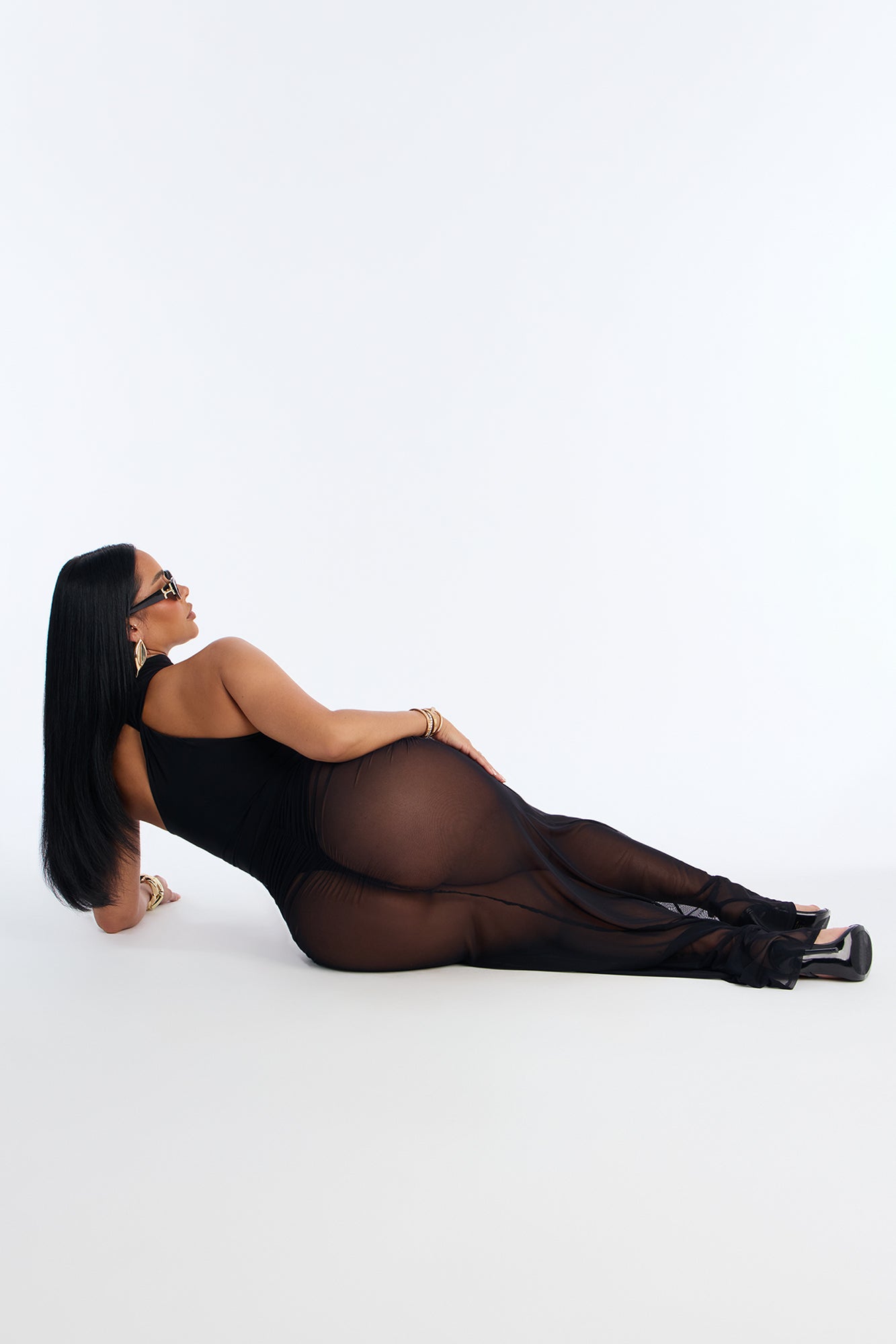 Kora Bodysuit Maxi Skirt Set - Black