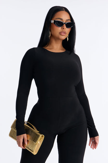 Macy Backless Straight Leg Jumpsuit - Black