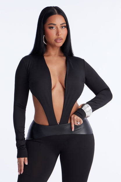 Karina Plunge Neck Backless Jumpsuit - Black